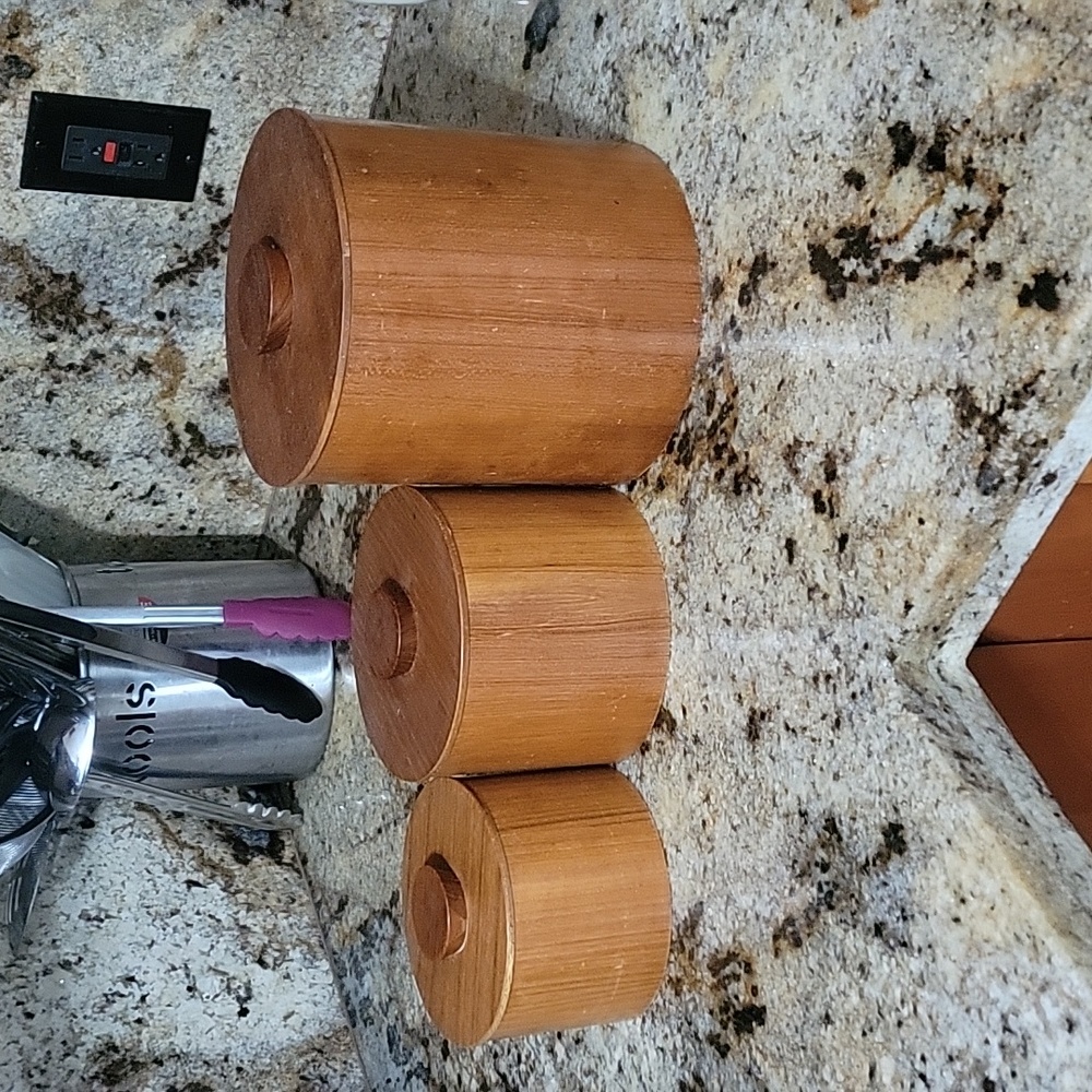 VINTAGE Set of 4 Danish Mid Century Modern Teak Canister Set (4)